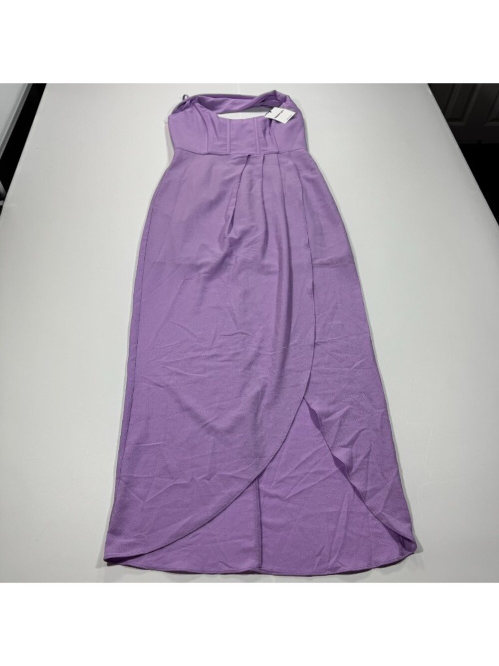 Showpo Andrina Midi Dress Women's 8 Purple Polyester Hi-Low Wrap Pleated